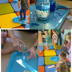 Zajęcia otwarte w grupie „Słoneczka” pt.: „Jesienne zabawy z deszczem”.  