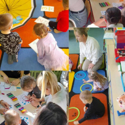 Zajęcia otwarte w grupie „Słoneczka” pt.: „Jesienne zabawy z deszczem”.  